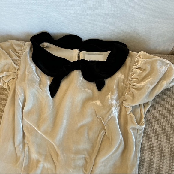 Reformation Lynette Velvet Mini Dress - Almond Tan Black Cocktail Holiday - Picture 5 of 10